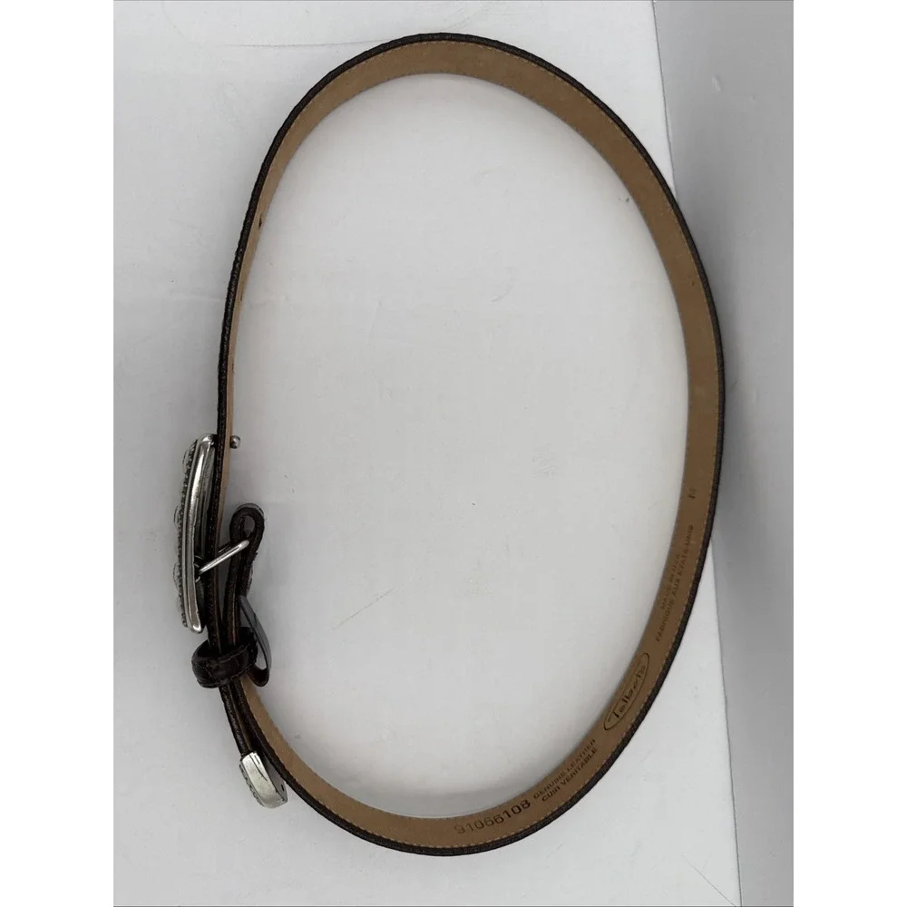 VTG‎ Talbots Leather Western Belt Brown Intricate Heart Buckle Made USA Sz M